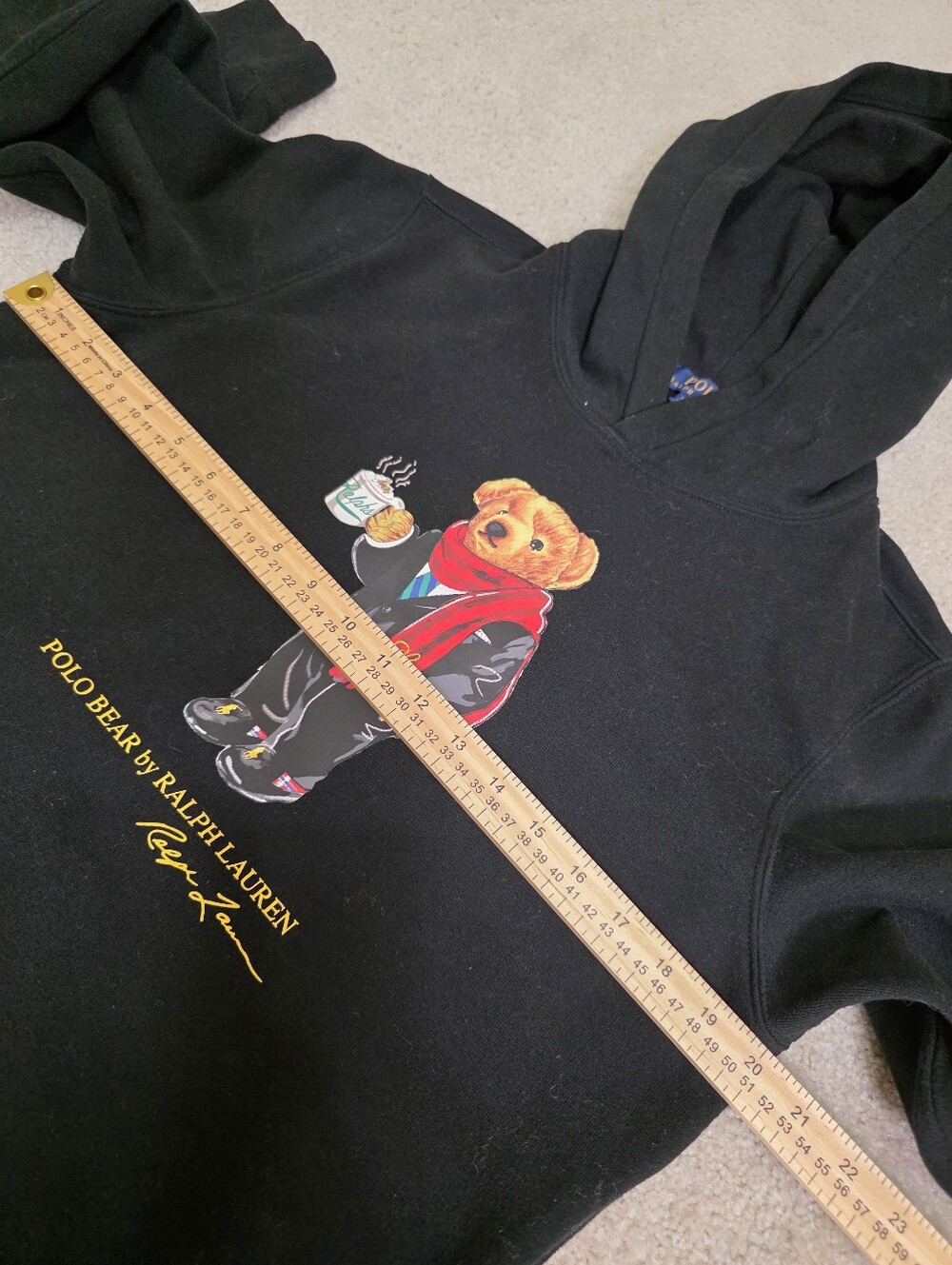 Ralph Lauren Youth Black Hoodie with Polo Bear Graphic Youth Size XL (18-20) - Picture 9 of 11